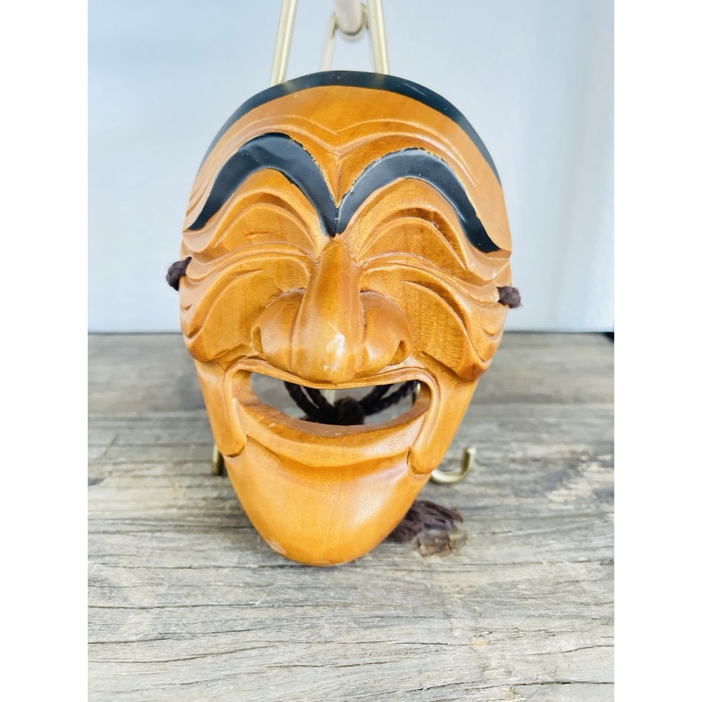 Korean Hahoetal Mask Wood Carved Yangban Aristocrat Traditional Folk Art Wall